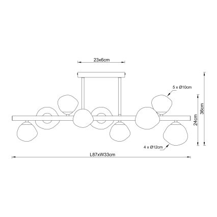 Globo - Πολυέλαιος σε ράβδο 9xG9/5W/230V 33x87 εκ.