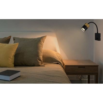 Globo - Σποτ τοίχου 1xGU10/25W/230V μαύρο/χρυσό