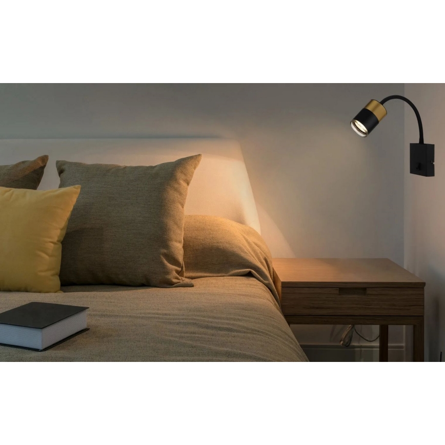 Globo - Σποτ τοίχου 1xGU10/25W/230V μαύρο/χρυσό