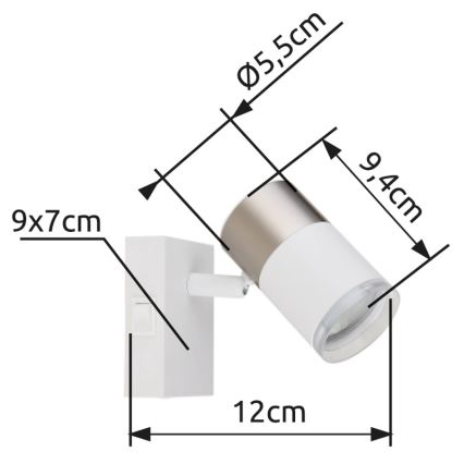Globo - Σποτ τοίχου 1xGU10/25W/230V λευκό/ματ χρώμιο
