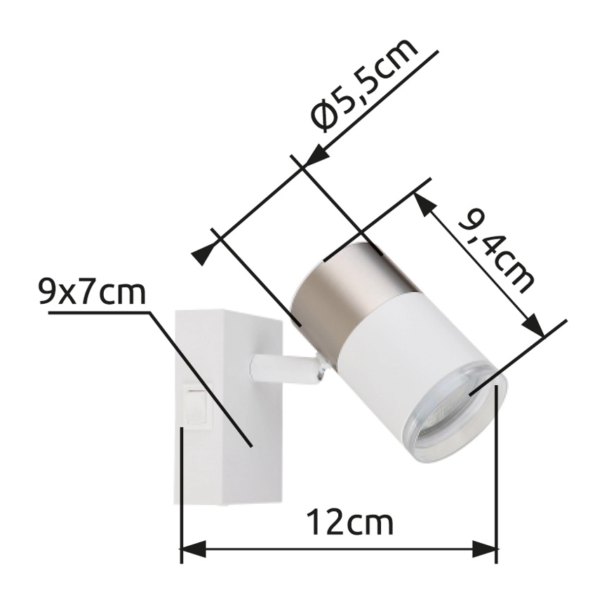 Globo - Σποτ τοίχου 1xGU10/25W/230V λευκό/ματ χρώμιο