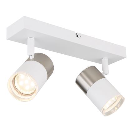 Globo - Φωτιστικό σποτ 2xGU10/25W/230V λευκό/ματ χρώμιο