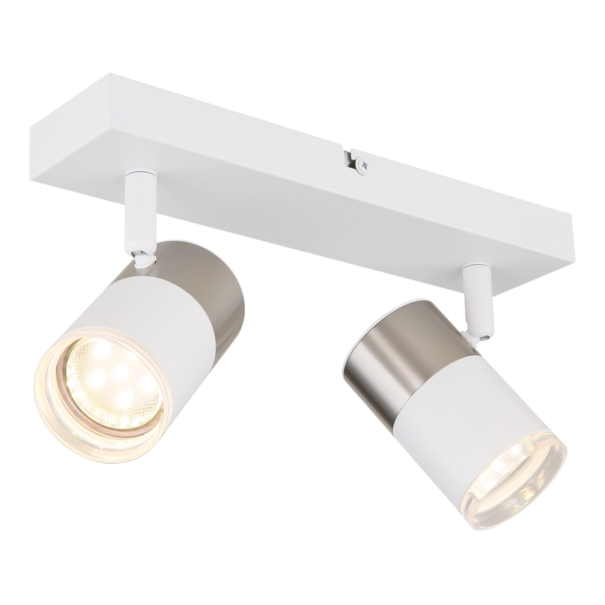 Globo - Φωτιστικό σποτ 2xGU10/25W/230V λευκό/ματ χρώμιο