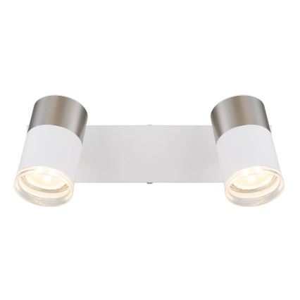 Globo - Φωτιστικό σποτ 2xGU10/25W/230V λευκό/ματ χρώμιο
