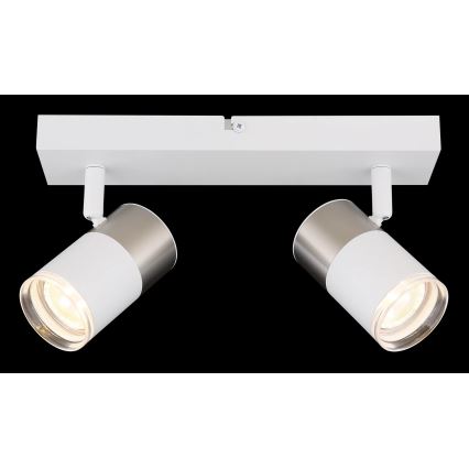 Globo - Φωτιστικό σποτ 2xGU10/25W/230V λευκό/ματ χρώμιο