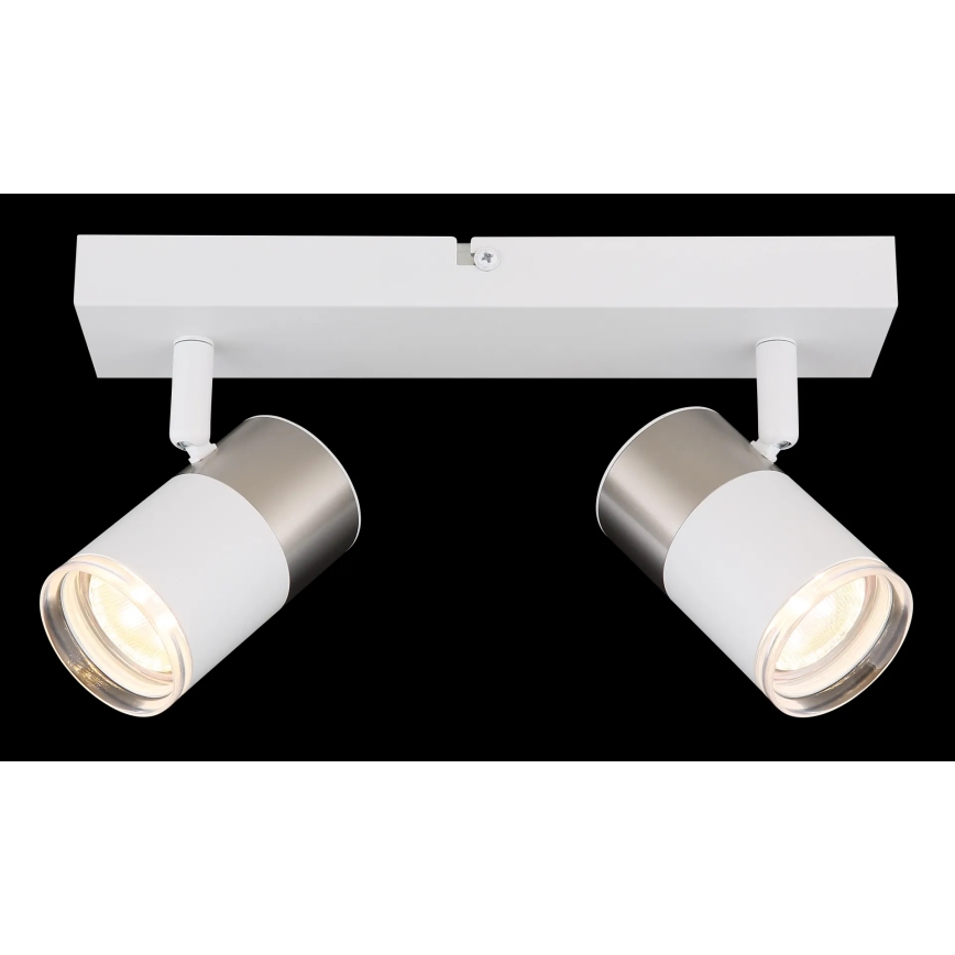Globo - Φωτιστικό σποτ 2xGU10/25W/230V λευκό/ματ χρώμιο