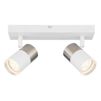 Globo - Φωτιστικό σποτ 2xGU10/25W/230V λευκό/ματ χρώμιο