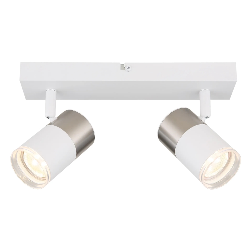 Globo - Φωτιστικό σποτ 2xGU10/25W/230V λευκό/ματ χρώμιο