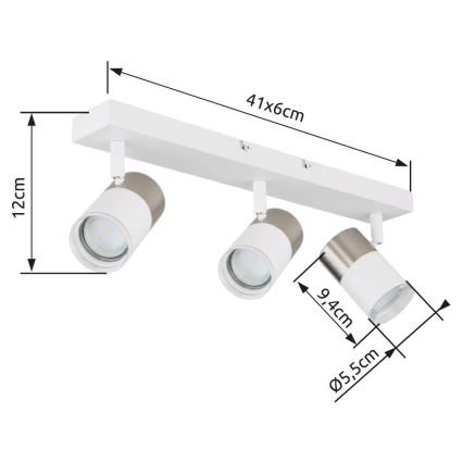 Globo - Φωτιστικό σποτ 3xGU10/25W/230V λευκό/ματ χρώμιο