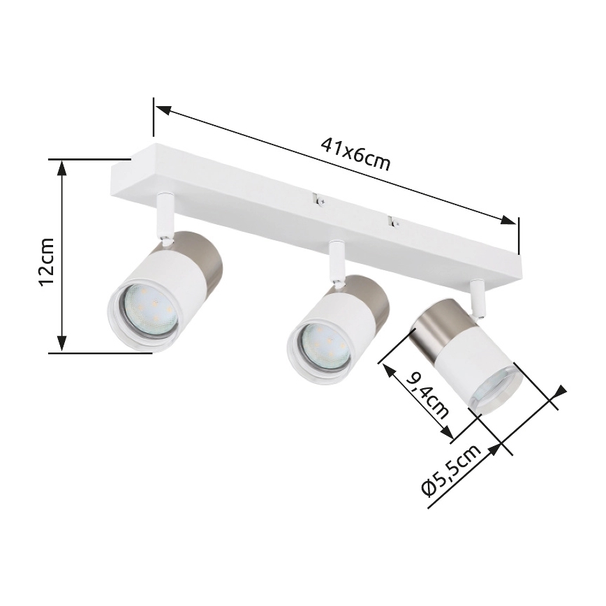 Globo - Φωτιστικό σποτ 3xGU10/25W/230V λευκό/ματ χρώμιο