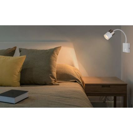 Globo - Σποτ τοίχου 1xGU10/25W/230V λευκό/ματ χρώμιο