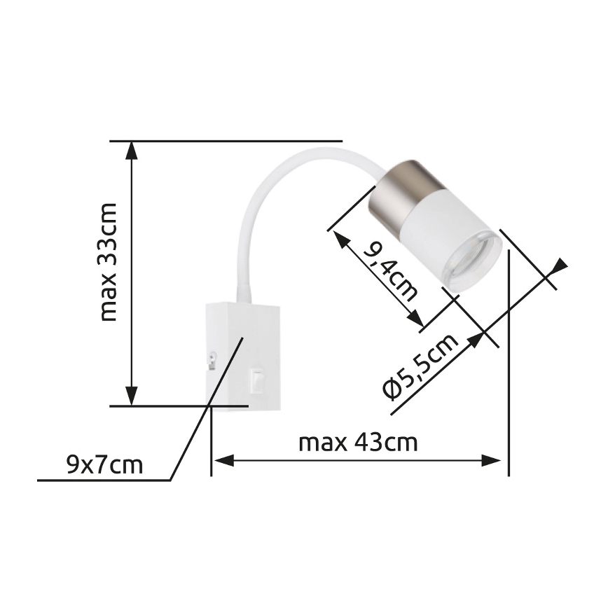 Globo - Σποτ τοίχου 1xGU10/25W/230V λευκό/ματ χρώμιο