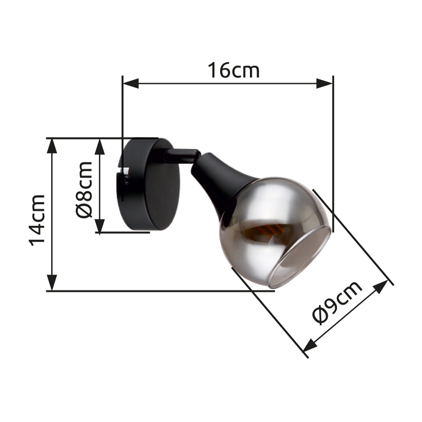 Globo - Σποτ τοίχου 1xE14/40W/230V μαύρο