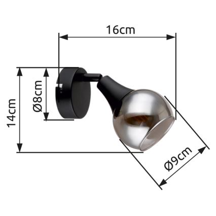 Globo - Σποτ τοίχου 1xE14/40W/230V μαύρο