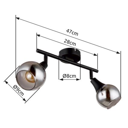 Globo - Φωτιστικό σποτ 2xE14/40W/230V μαύρο