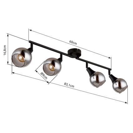 Globo - Φωτιστικό σποτ 4xE14/40W/230V μαύρο