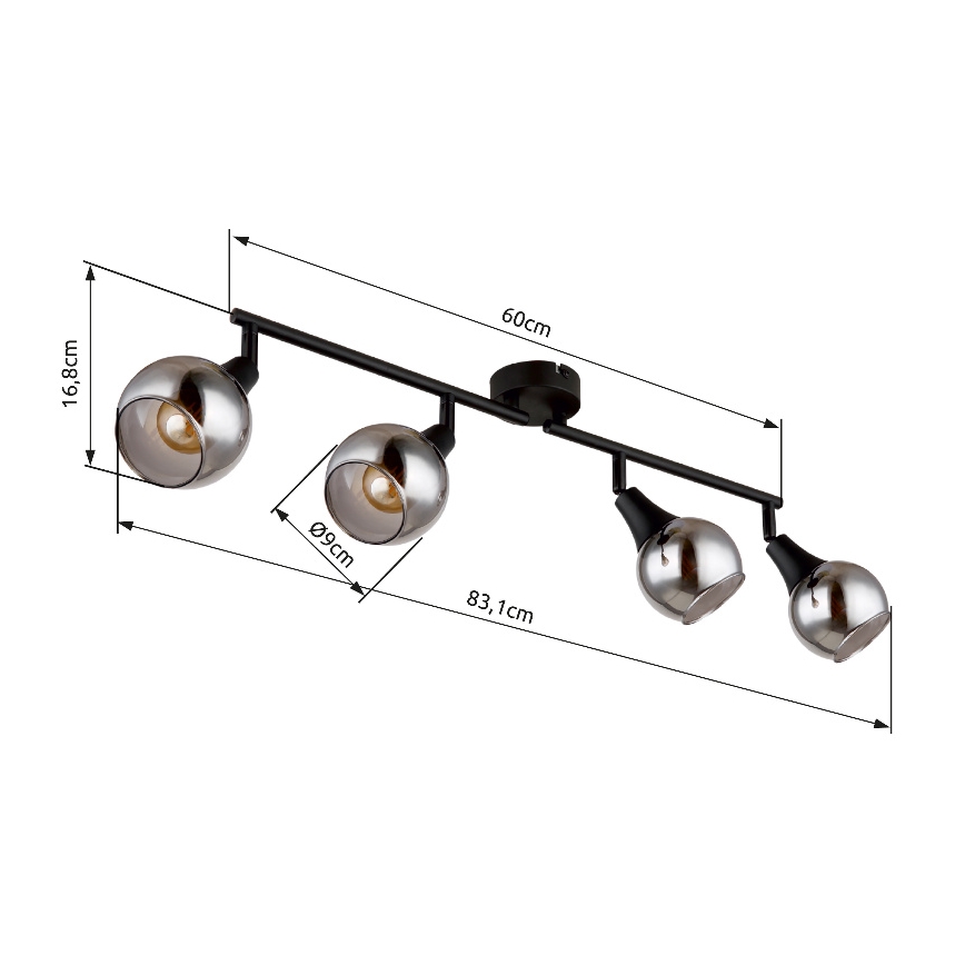 Globo - Φωτιστικό σποτ 4xE14/40W/230V μαύρο