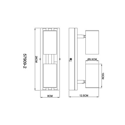 Globo - Φωτιστικό σποτ 2xGU10/25W/230V μαύρο