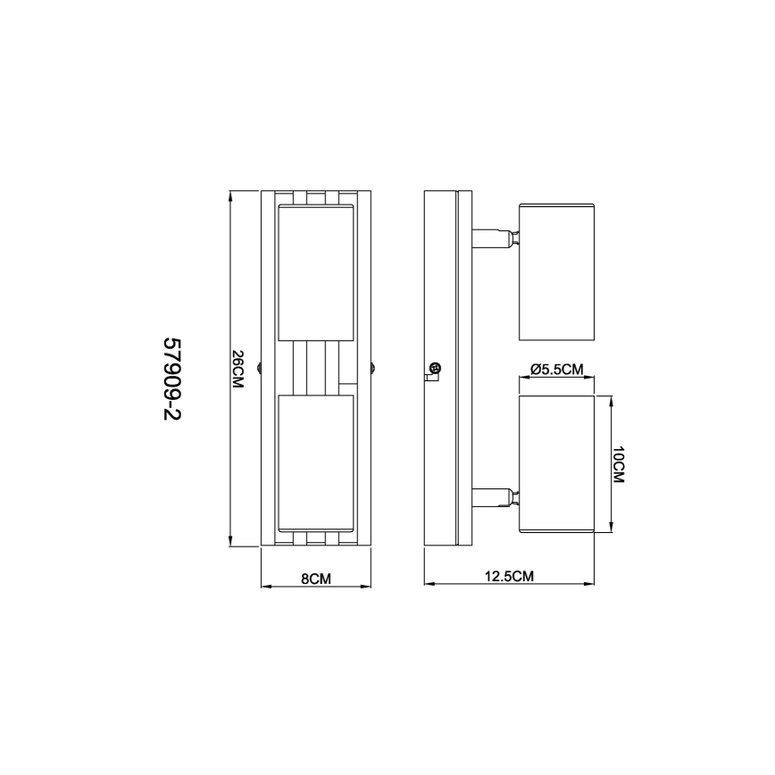 Globo - Φωτιστικό σποτ 2xGU10/25W/230V μαύρο