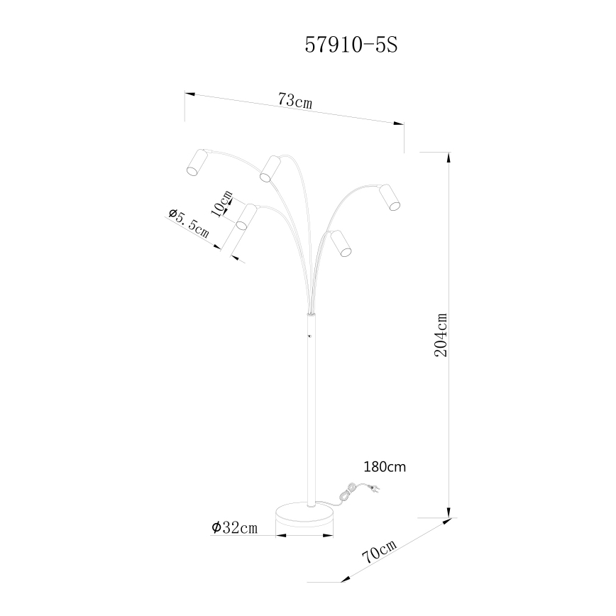 Globo - Επιδαπέδιο φωτιστικό 5xGU10/35W/230V