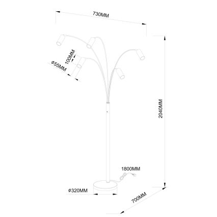 Globo - Επιδαπέδιο φωτιστικό 5xGU10/35W/230V