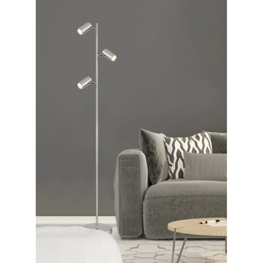 Globo - Επιδαπέδιο φωτιστικό 3xGU10/5W/230V ματ χρώμιο