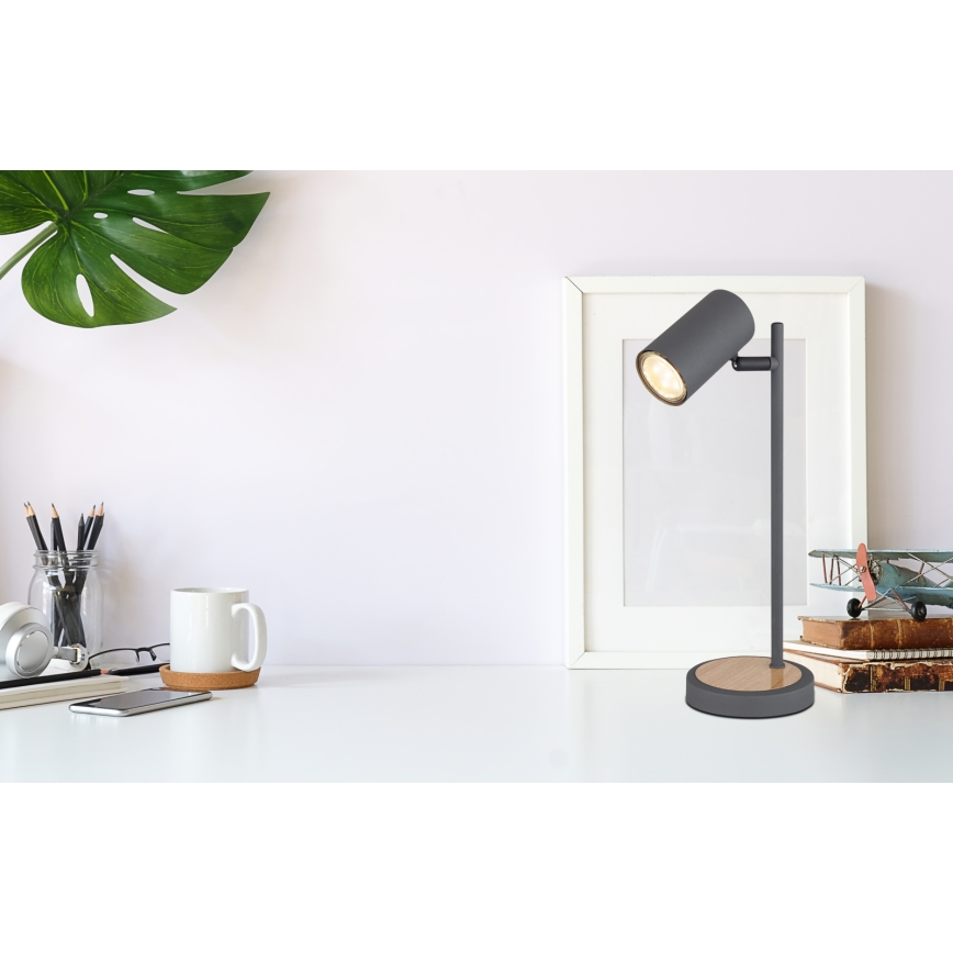 Globo - Επιτραπέζιο φωτιστικό 1xGU10/5W/230V γκρι/καφέ