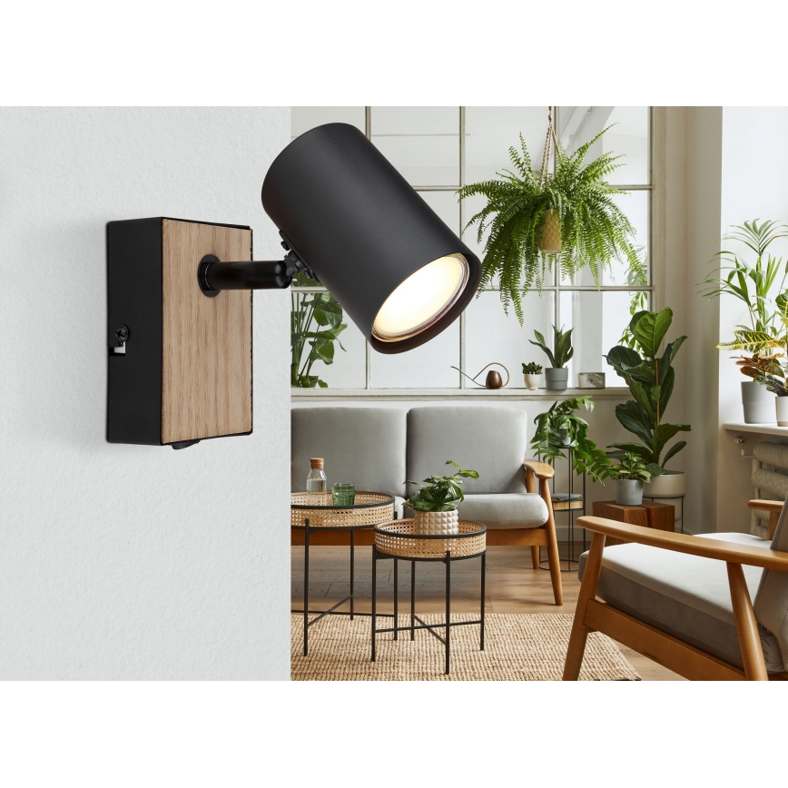 Globo - Επιτοίχιο σημειακό φωτιστικό 1xGU10/25W/230V μαύρο/καφέ