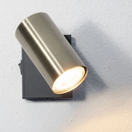 Globo - Επιτοίχιο φωτιστικό spot 1xGU10/25W/230V μαύρο/ορείχαλκος