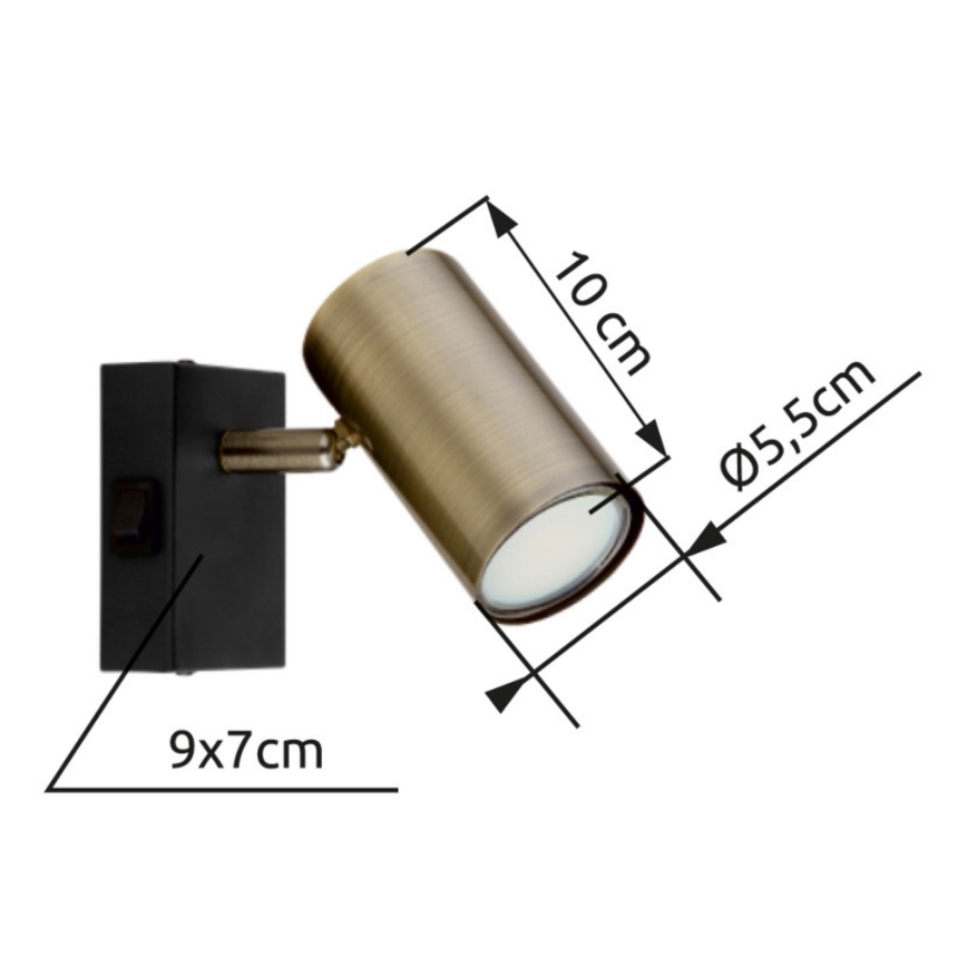Globo - Επιτοίχιο φωτιστικό spot 1xGU10/25W/230V μαύρο/ορείχαλκος