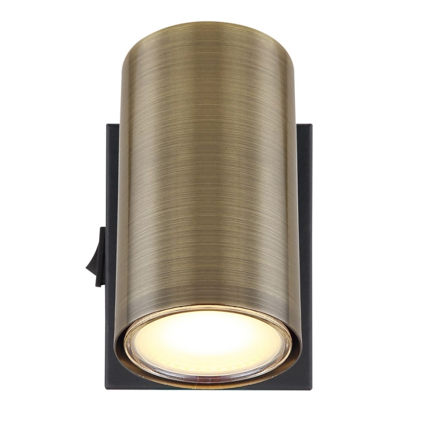 Globo - Φωτιστικό σποτ τοίχου 1xGU10/25W/230V μαύρο/ορείχαλκος