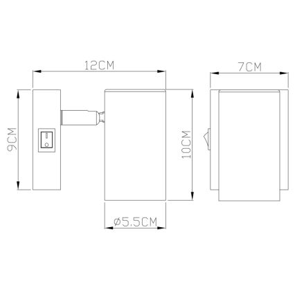 Globo - Φωτιστικό σποτ τοίχου 1xGU10/25W/230V μαύρο/ορείχαλκος