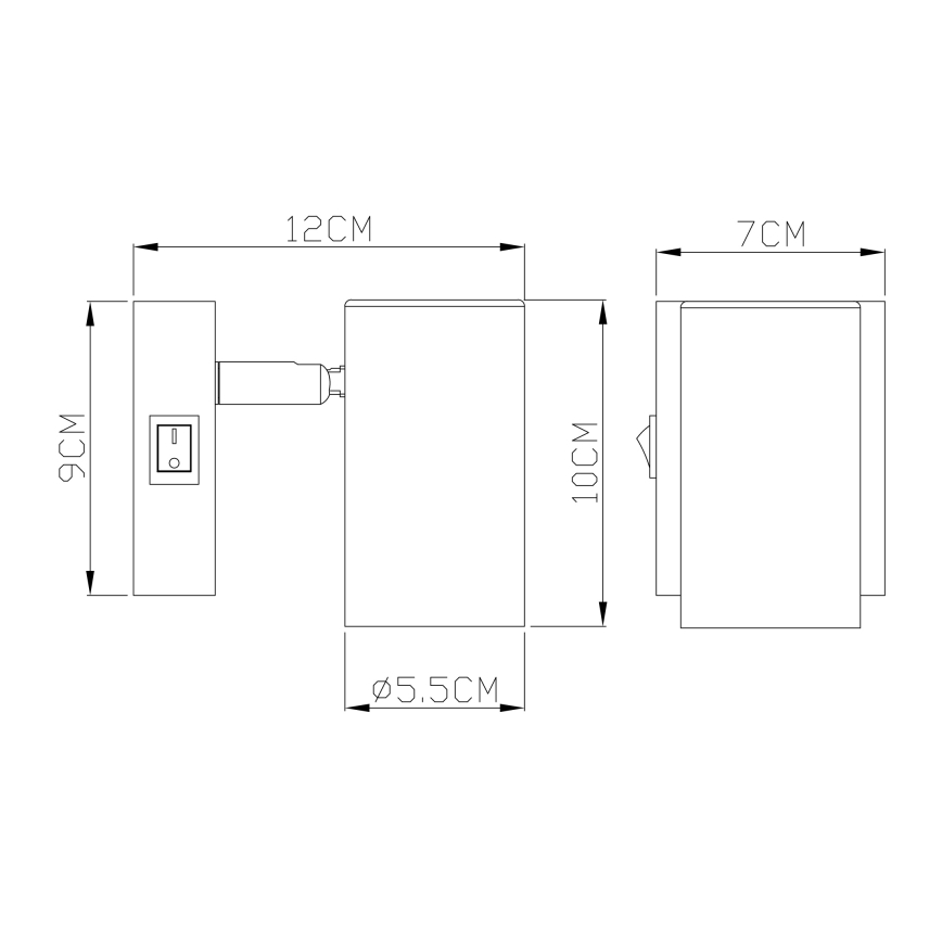 Globo - Φωτιστικό σποτ τοίχου 1xGU10/25W/230V μαύρο/ορείχαλκος