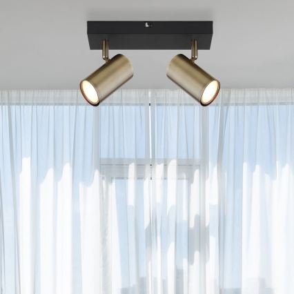 Globo - Σποτ φωτιστικό 2xGU10/35W/230V μαύρο/ορείχαλκος