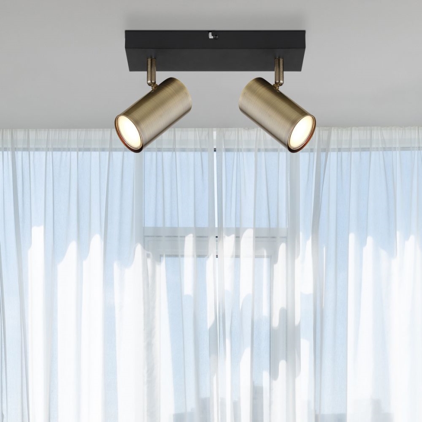Globo - Σποτ φωτιστικό 2xGU10/35W/230V μαύρο/ορείχαλκος