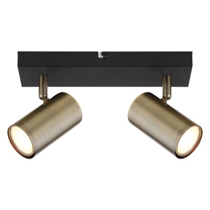 Globo - Σποτ φωτιστικό 2xGU10/35W/230V μαύρο/ορείχαλκος
