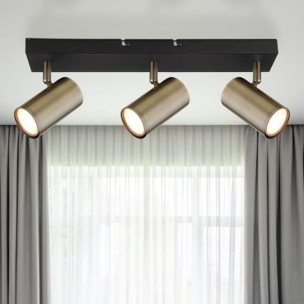 Globo - Σποτ φωτιστικό 3xGU10/35W/230V μαύρο/ορείχαλκος