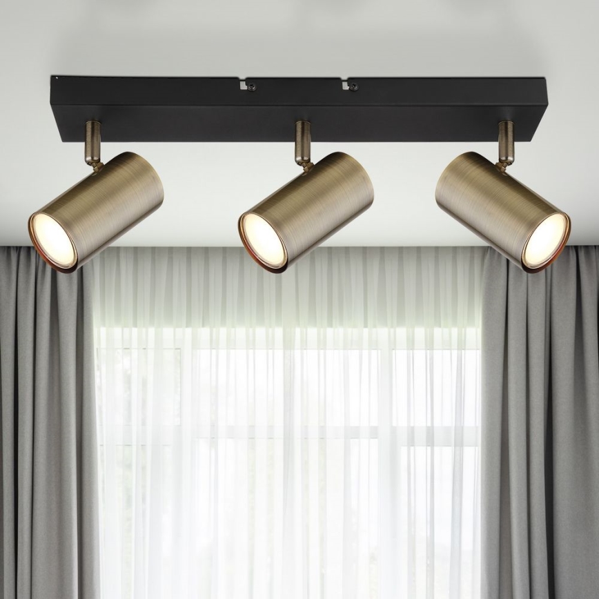 Globo - Σποτ φωτιστικό 3xGU10/35W/230V μαύρο/ορείχαλκος