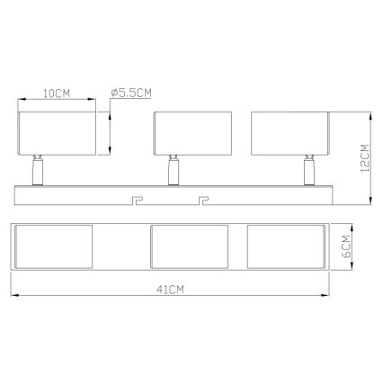 Globo - Φωτιστικό σποτ 3xGU10/35W/230V μαύρο/ορείχαλκος