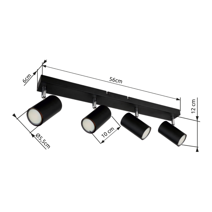 Globo - Σποτ φωτιστικό 4xGU10/35W/230V μαύρο