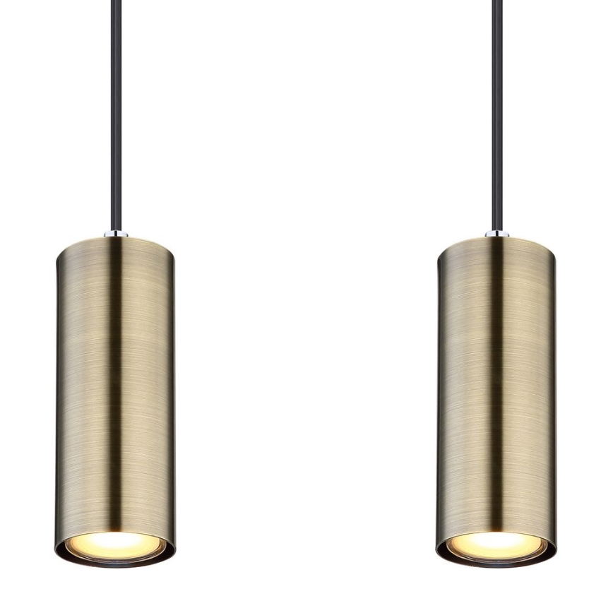 Globo - Φωτιστικό οροφής με καλώδιο 4xGU10/35W/230V μαύρο/ορείχαλκος