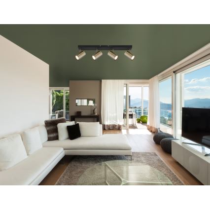 Globo - Σποτ φωτιστικό 4xGU10/35W/230V μαύρο/ορείχαλκος