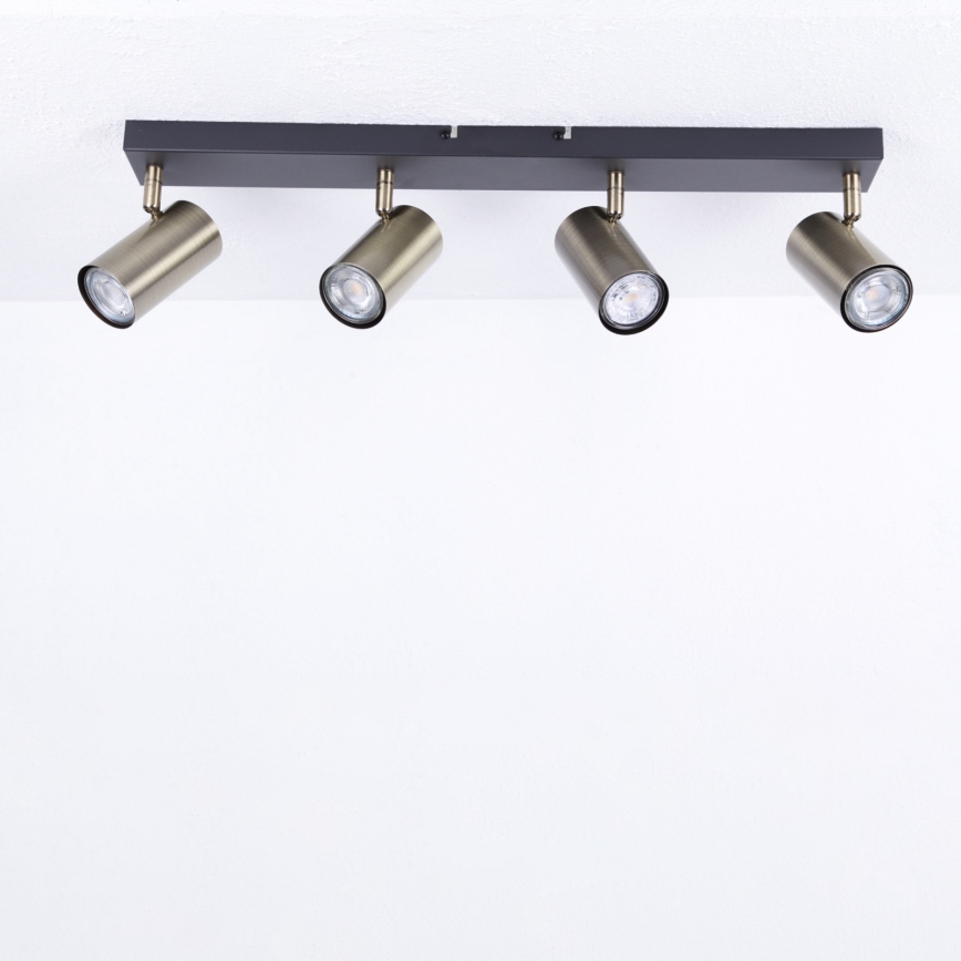 Globo - Σποτ φωτιστικό 4xGU10/35W/230V μαύρο/ορείχαλκος