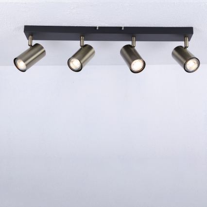 Globo - Σποτ φωτιστικό 4xGU10/35W/230V μαύρο/ορείχαλκος