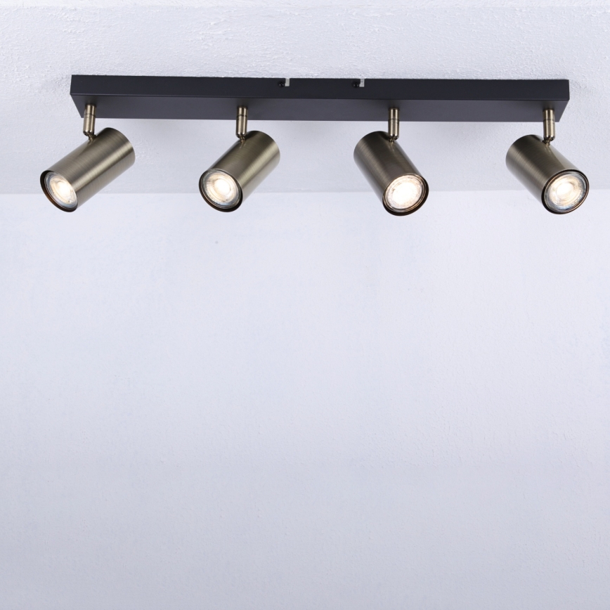 Globo - Σποτ φωτιστικό 4xGU10/35W/230V μαύρο/ορείχαλκος