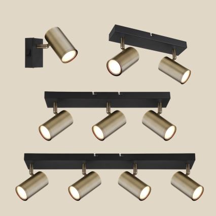 Globo - Σποτ φωτιστικό 4xGU10/35W/230V μαύρο/ορείχαλκος