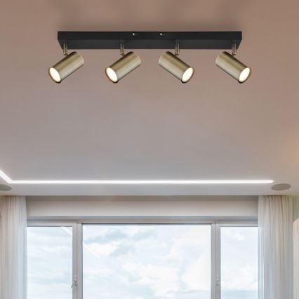 Globo - Σποτ φωτιστικό 4xGU10/35W/230V μαύρο/ορείχαλκος