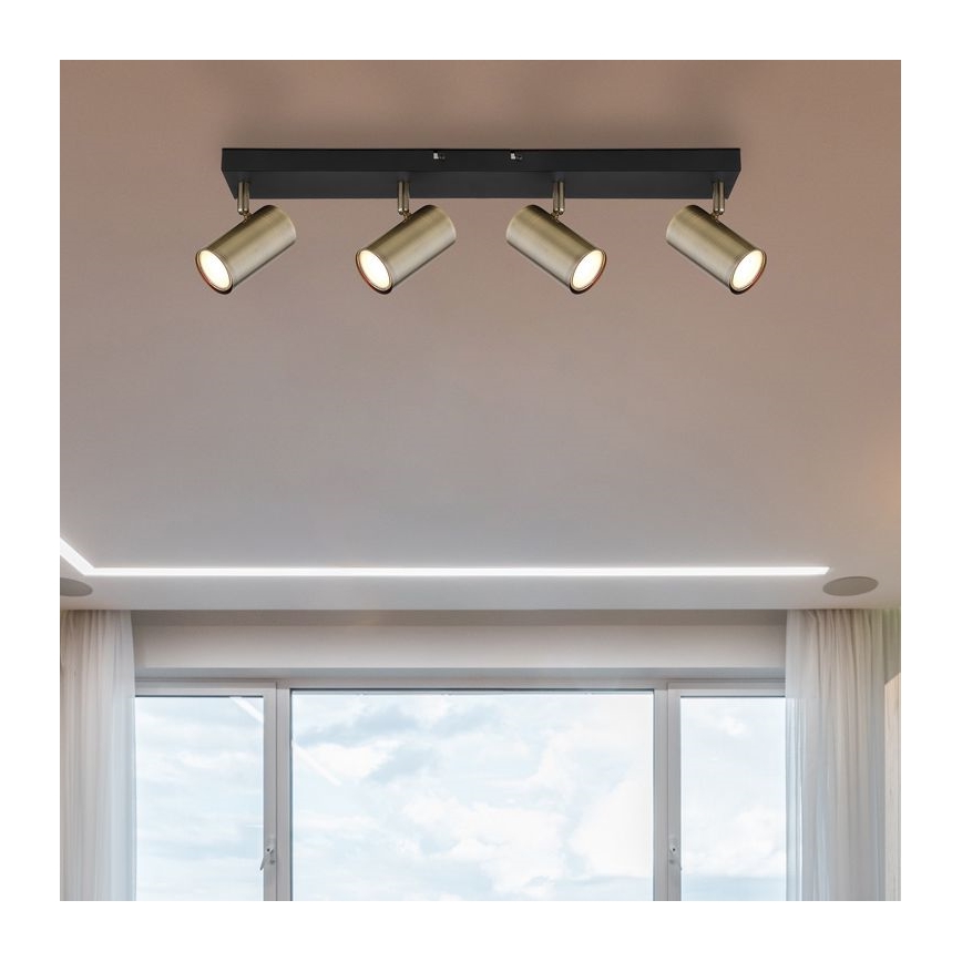 Globo - Σποτ φωτιστικό 4xGU10/35W/230V μαύρο/ορείχαλκος
