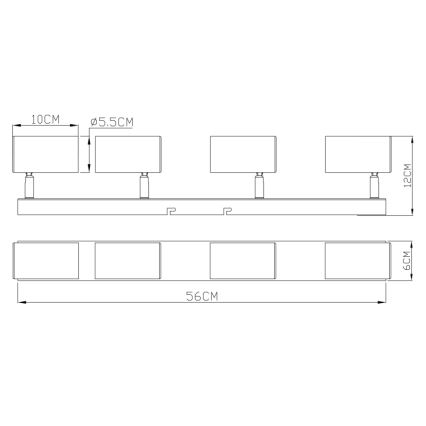 Globo - Φωτιστικό σποτ 4xGU10/35W/230V μαύρο/ορείχαλκος