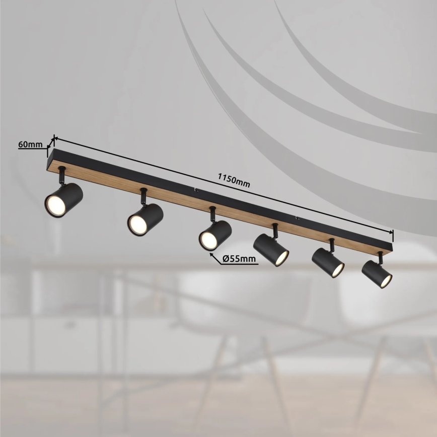 Globo - Φωτιστικό σποτ 6xGU10/35W/230V μαύρο/καφέ